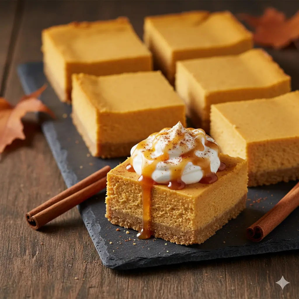 Pouring smooth, creamy pumpkin cheesecake filling into a pan lined with a graham cracker crust.