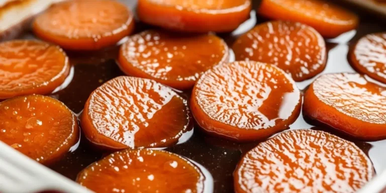 Southern candied yams recipe with tender sweet potatoes in a rich brown sugar and butter syrup