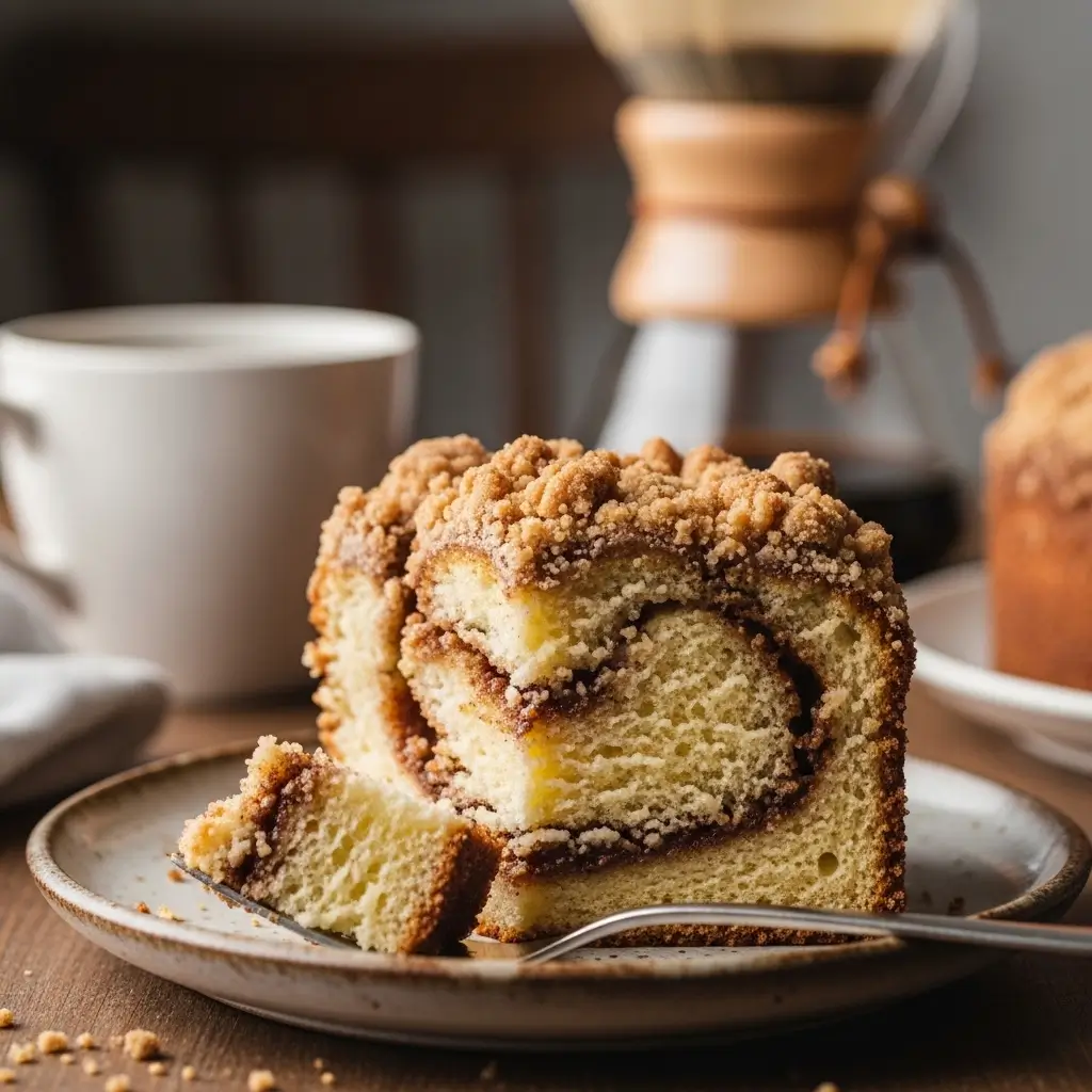 Sliced servings of coffee cake recipe