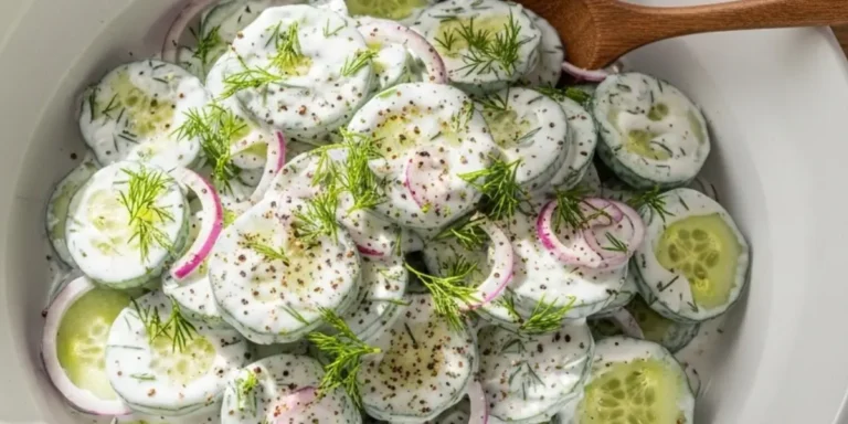 Creamy Cucumber Salad with Greek Yogurt Dressing Served in a Bowl