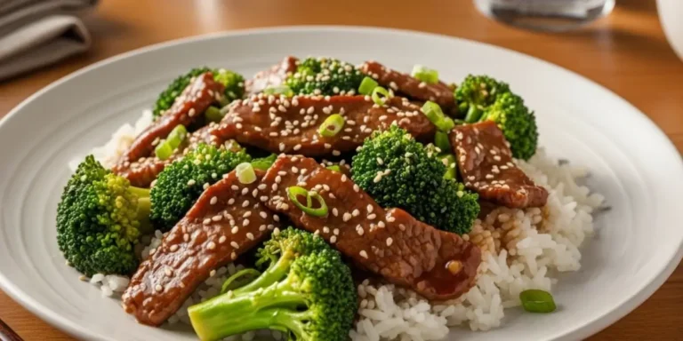 Beef and Broccoli Recipe served in a bowl with tender beef slices and fresh broccoli in savory sauce