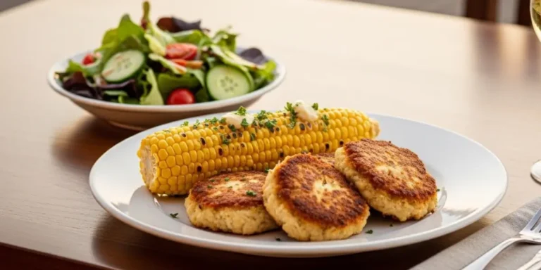 Golden brown crab cake recipe served with lemon wedges and remoulade sauce