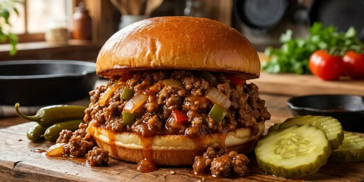 Sloppy Joe Recipe Sandwich on Toasted Bun